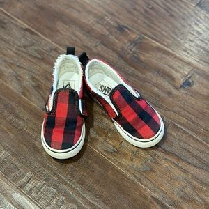 Kids Vans Buffalo Plaid Slip Ons